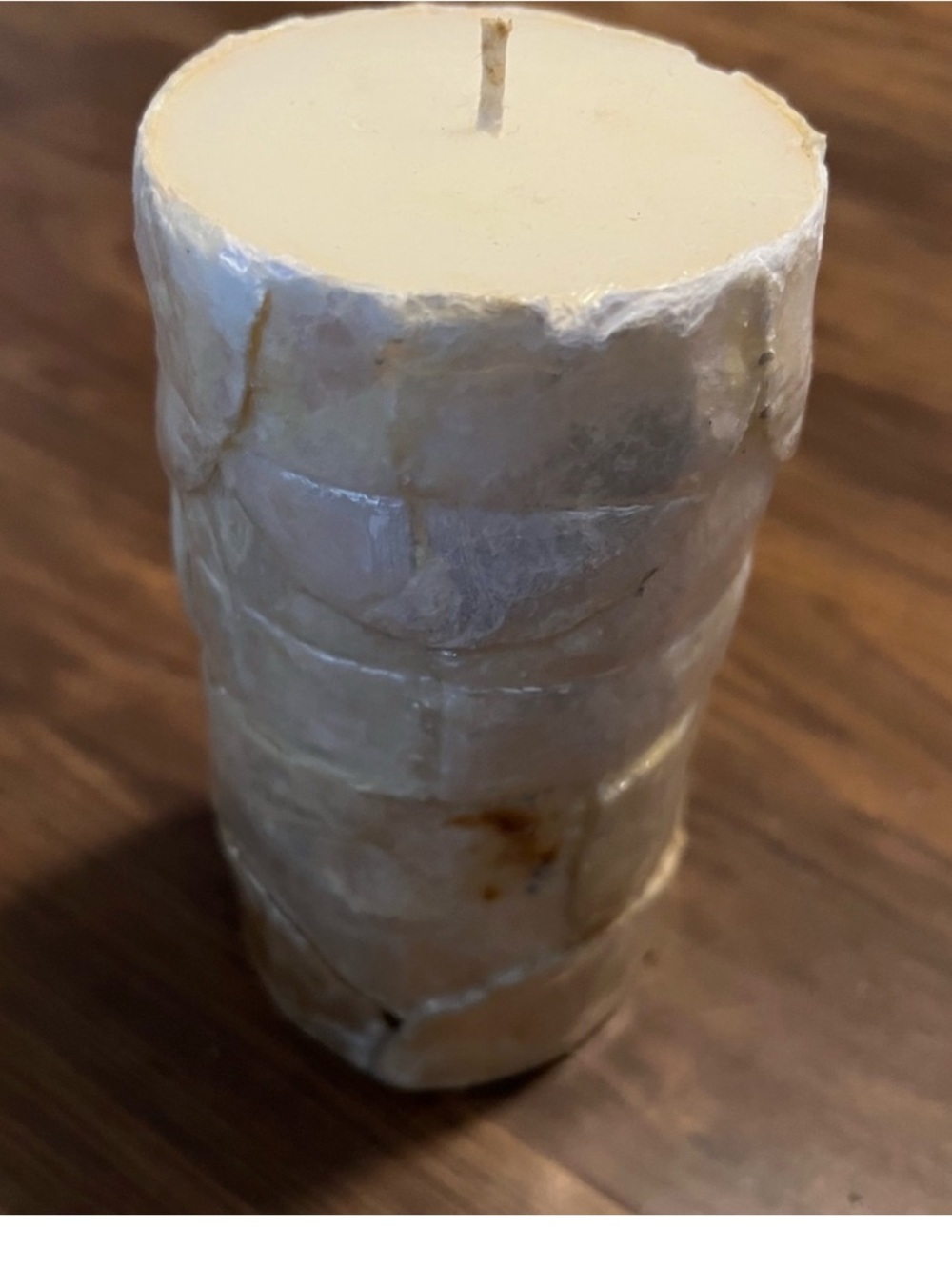 Vintage New Homemade Decorative Unscented Seashell Exterior Beige Cream  Candle